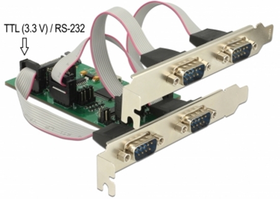 Изображение Delock PCI Express Card  with  3 Serial RS-232 + 1  TTL 3.3 V / RS-232 with voltage supply