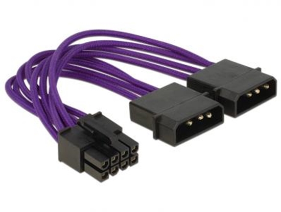 Picture of Delock Power Cable 8 pin EPS  2 x 4 pin textile shielding purple