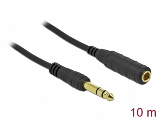 Picture of Delock Stereo Jack Extension Cable 6.35 mm 3 pin male to female 10 m black