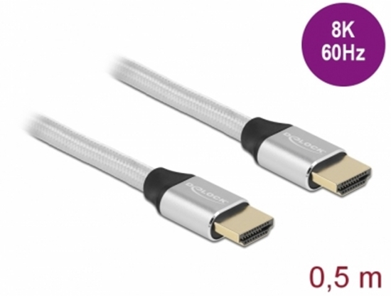 Изображение Delock Ultra High Speed HDMI Cable 48 Gbps 8K 60 Hz silver 0.5 m