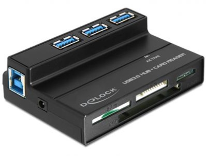 Attēls no Delock USB 3.0 Card Reader All in 1 + 3 Port USB 3.0 Hub