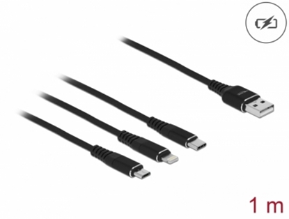 Attēls no Delock USB Charging Cable 3 in 1 for Lightning™ / Micro USB / USB Type-C™ 1 m black