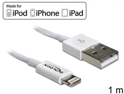 Изображение Delock USB data and power cable for iPhone™, iPad™, iPod™ 1 m white