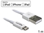 Attēls no Delock USB data and power cable for iPhone™, iPad™, iPod™ 1 m white