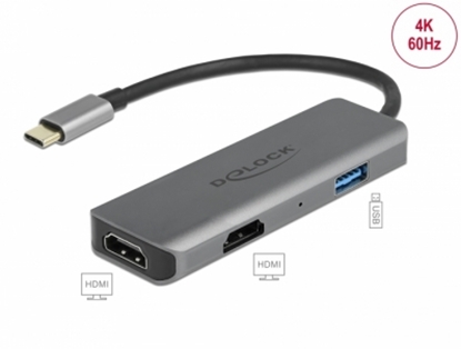 Attēls no Delock USB Type-C™ Dual HDMI Adapter with 4K 60 Hz and USB Port