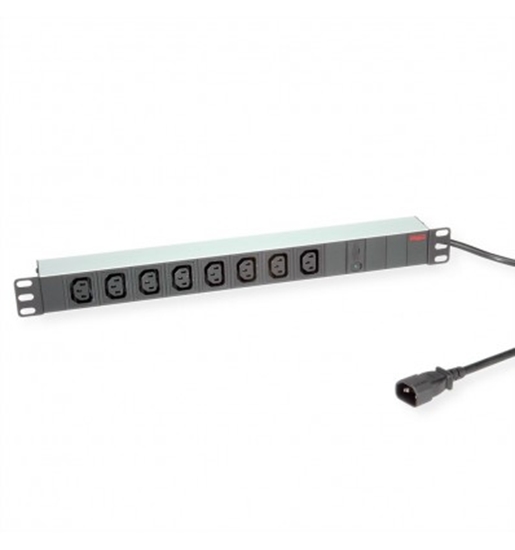 Picture of ROLINE 19" PDU for Cabinets 8x IEC320 C13 - C14 M, 10A fused, Aluminium, 2.0 m