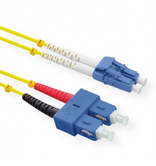 Picture of ROLINE Fibre Optic Jumper Cable duplex, 9/125µm, OS2, LC/SC, duplex, yellow, 0.5 m