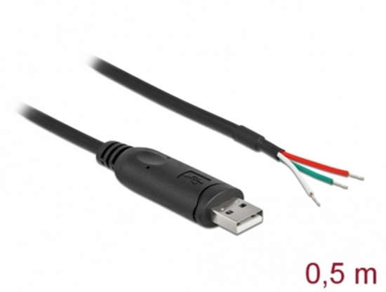 Picture of Delock Adapter cable USB 2.0 Type-A to Serial RS-232 with 9 open wires + Shielding 0.5 m