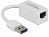 Picture of Delock Adapter SuperSpeed USB (USB 3.1 Gen 1) with USB Type-A male > Gigabit LAN 10/100/1000 Mbps compact white