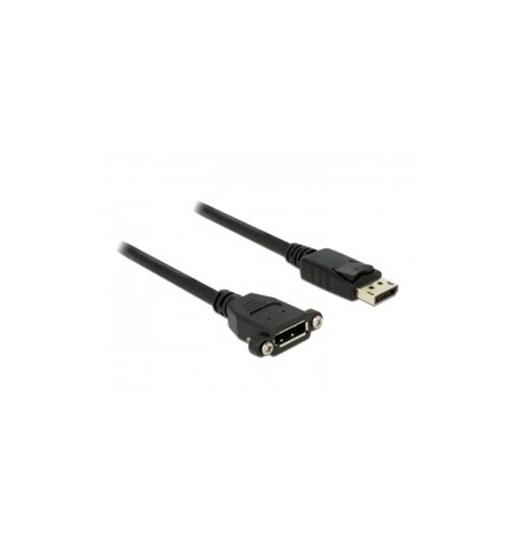 Picture of Delock Cable Displayport 1.2 male - Displayport female panel-mount 1 m