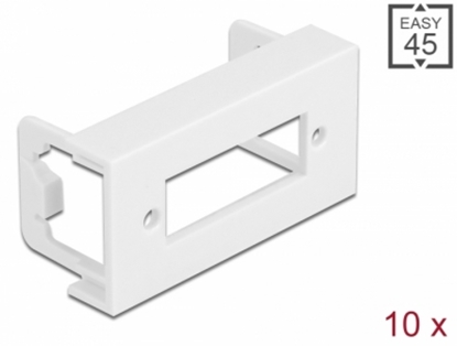 Attēls no Delock Easy 45 Module Plate Rectangular cut-out for optical fiber SC Duplex coupling, 45 x 22.5 mm 10 pieces white