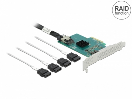 Picture of Delock PCI Express Card to 4 x SATA 6 Gb/s RAID and HyperDuo - Low Profile Form Factor