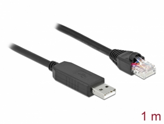 Picture of Delock Serial Connection Cable with FTDI chipset, USB 2.0 Type-A male to RS-232 RJ45 male 1 m black