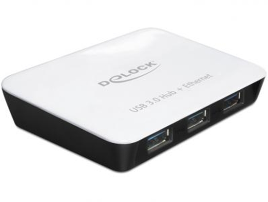 Picture of Delock USB 3.0 Hub 3 Port + 1 Port Gigabit LAN 101001000 Mbs