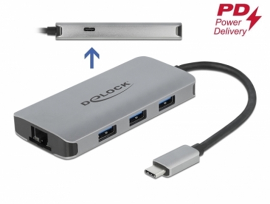 Picture of Delock USB 3.2 Gen 1 Hub with 4 Ports and Gigabit LAN and PD