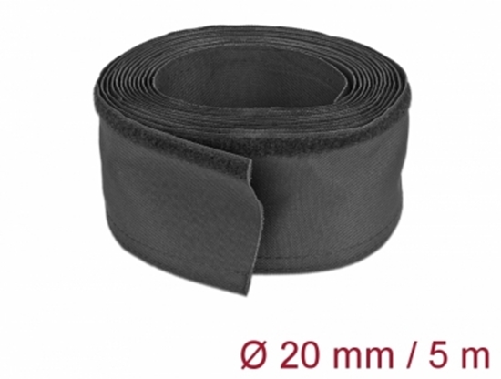 Изображение Delock Woven Sleeve with Hook-and-Loop Fastener 5 m x 20 mm black