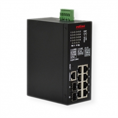 Изображение ROLINE Gigabit Switch 10-Port (8x RJ45+2x SFP) Layer2 PoE+ Smart Managed