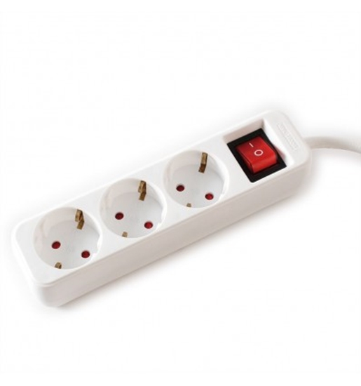 Picture of VALUE Power Strip, 3-way, with Switch, white, 3 m