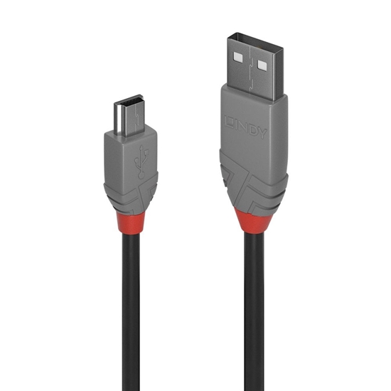 Изображение Lindy 0,5m USB 2.0 Type A to Mini-B Cable, Anthra Line