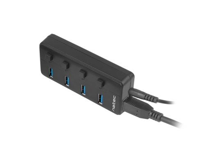 Attēls no Hub USB 4 porty Mantis 2 USB 3.0 z włącznikiem + zasilacz 