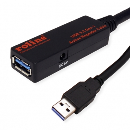 Изображение ROLINE USB 3.2 Gen 1 Active Repeater Cable, black, 20 m