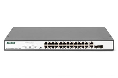 Изображение Digitus | Fast Ethernet PoE Switch 24-port PoE + 2 Combo, 370W PoE | DN-95343 | Unmanaged | Desktop | Power supply type Internal