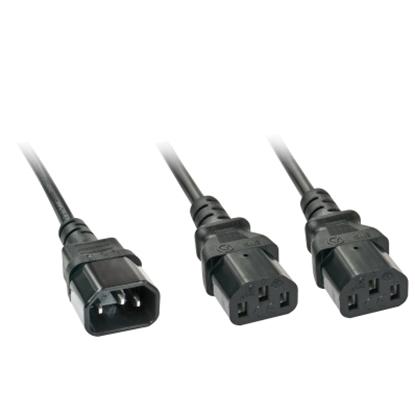 Attēls no 2m C14 to 2x C13 Mains Cable