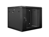 Picture of Lanberg wall-mounted installation rack cabinet 19'' 9U 600x600mm black (glass door)