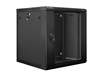 Picture of Lanberg wall-mounted installation rack cabinet 19'' 12U 600x600mm black (glass door)