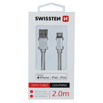 Изображение Swissten MFI Textile Fast Charge 3A Lightning Data and Charging Cable 2m