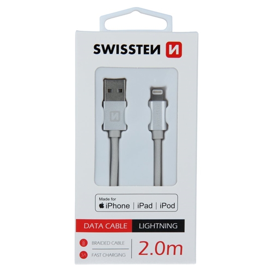 Picture of Swissten MFI Textile Fast Charge 3A Lightning Data and Charging Cable 2m