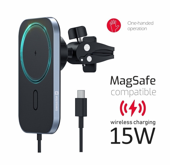 Picture of Swissten Magsafe Air Vent Car Holder With 15W Wireless Charging