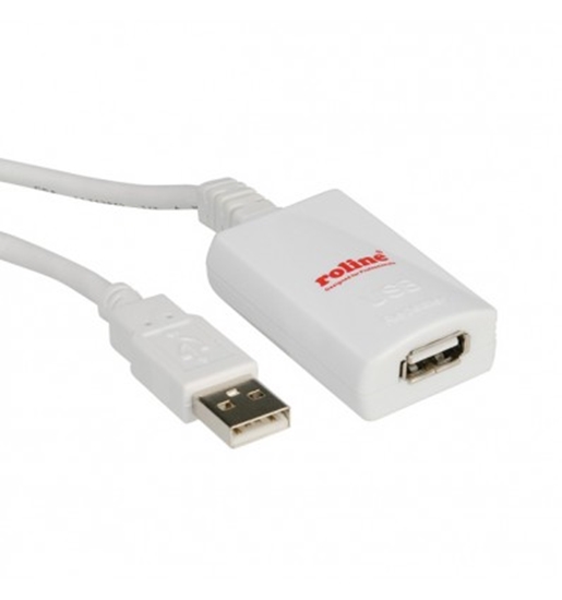Изображение ROLINE USB 2.0 Extension Cable, 1 Port, white 5 m