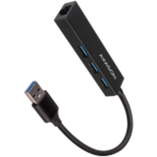 Изображение HMA-GL3A Wieloportowy hub 3x USB-A + GLAN, USB3.2 Gen 1, metalowy, 20cm USB-A kabel