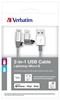 Изображение Verbatim 48869 USB cable 1 m USB A Micro-USB B/Lightning Aluminium, Grey