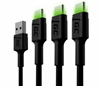 Picture of Green Cell USB Male - USB Type-C Male x 3 1.2m LED Backlight