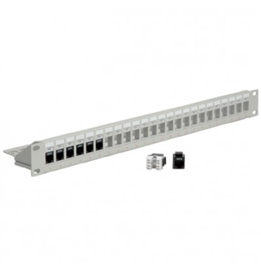 Изображение Keystone 19`` Module frame Cat.5/Cat.6, 24 Ports, blank, unshielded light grey