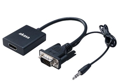 Picture of Akasa AK-CBHD23-20BK video cable adapter HDMI Type A (Standard) VGA (D-Sub) + 3.5mm + USB Type-A Bl