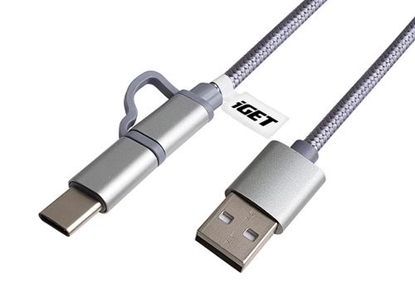 Изображение Kabel USB iGET USB-A - microUSB + USB-C 1 m Srebrny (G2V1)