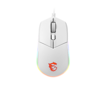 Attēls no MSI CLUTCH GM11 WHITE Gaming Mouse '2-Zone RGB, upto 5000 DPI, 6 Programmable button, Symmetrical design, OMRON Switches, Center'