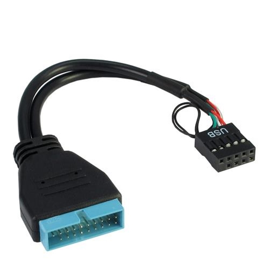 Изображение Inter-Tech USB 19 pin - USB 9 pin, 0.15m, Czarny (88885217)