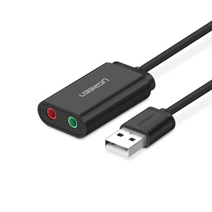 Изображение UGREEN USB-A To 3.5mm External Stereo Sound Adapter Black 15cm