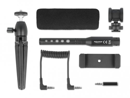 Picture of Delock Vlog Shotgun Microphone Set for Smartphones and DSLR Cameras