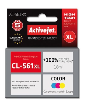 Изображение Tusz Activejet Tusz Activejet AC-561RX do drukarki Canon; Zamiennik CL-561XL; Premium; 18 ml; kolor