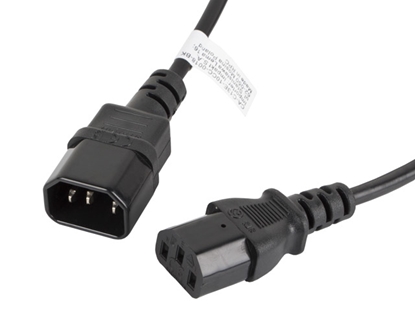 Attēls no Lanberg CA-C13E-10CC-0018-BK power cable Black 1.8 m C13 coupler C14 coupler