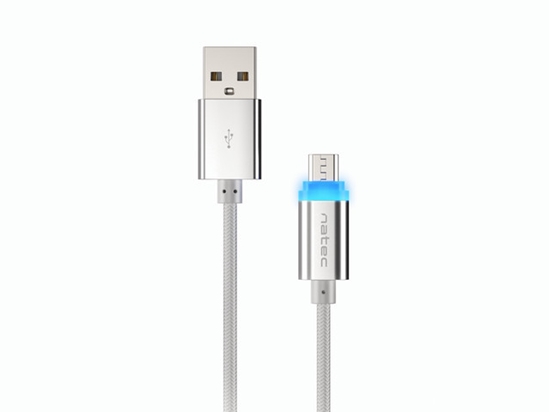 Изображение Natec Prati, USB Micro to Type A Cable 1m, LED, Silver | Natec | Micro USB to USB Type-A | Prati | Micro USB | USB Type-A