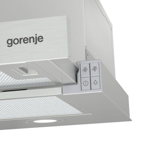 Изображение Gorenje | Hood | TH62E4X | Telescopic | Energy efficiency class C | Width 60 cm | 450 m³/h | Mechanical control | LED | Stainless steel