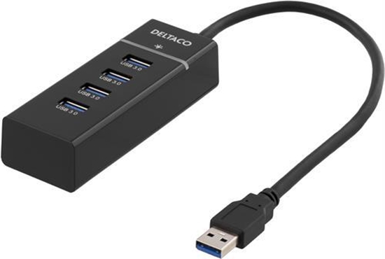 Picture of Deltaco UH-475 interface hub USB 3.2 Gen 1 (3.1 Gen 1) Type-A 5000 Mbit/s Black