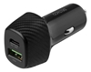 Изображение Įkroviklis DELTACO 1x USB-C, 1x USB-A, 18 W, juodas / USBC-CAR120