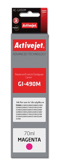 Picture of Activejet AC-G490M Ink cartridge (replacement for Canon GI-490M; Supreme; 70 ml; 7000 pages, magenta)